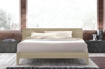 Letto matrimoniale design moderno in legno 160x190cm doghe testata Linz