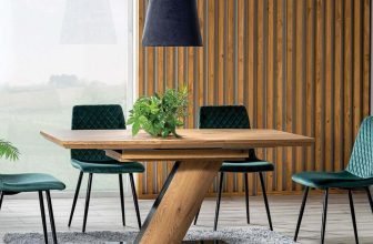 Tavolo da pranzo allungabile moderno 120/160cm rovere nero design sala FITZ