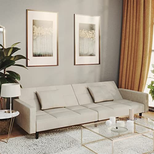 Tidyard Divano Letto,2 Posti,Moderno,in Velluto,con Braccioli,Cuscini,da Salotto,220x84,5x69 cm,Divano 2 Posti in Velluto Moderno,Divano Moderno in Velluto,Divano 3 Posti Moderno,Divano per Soggiorno