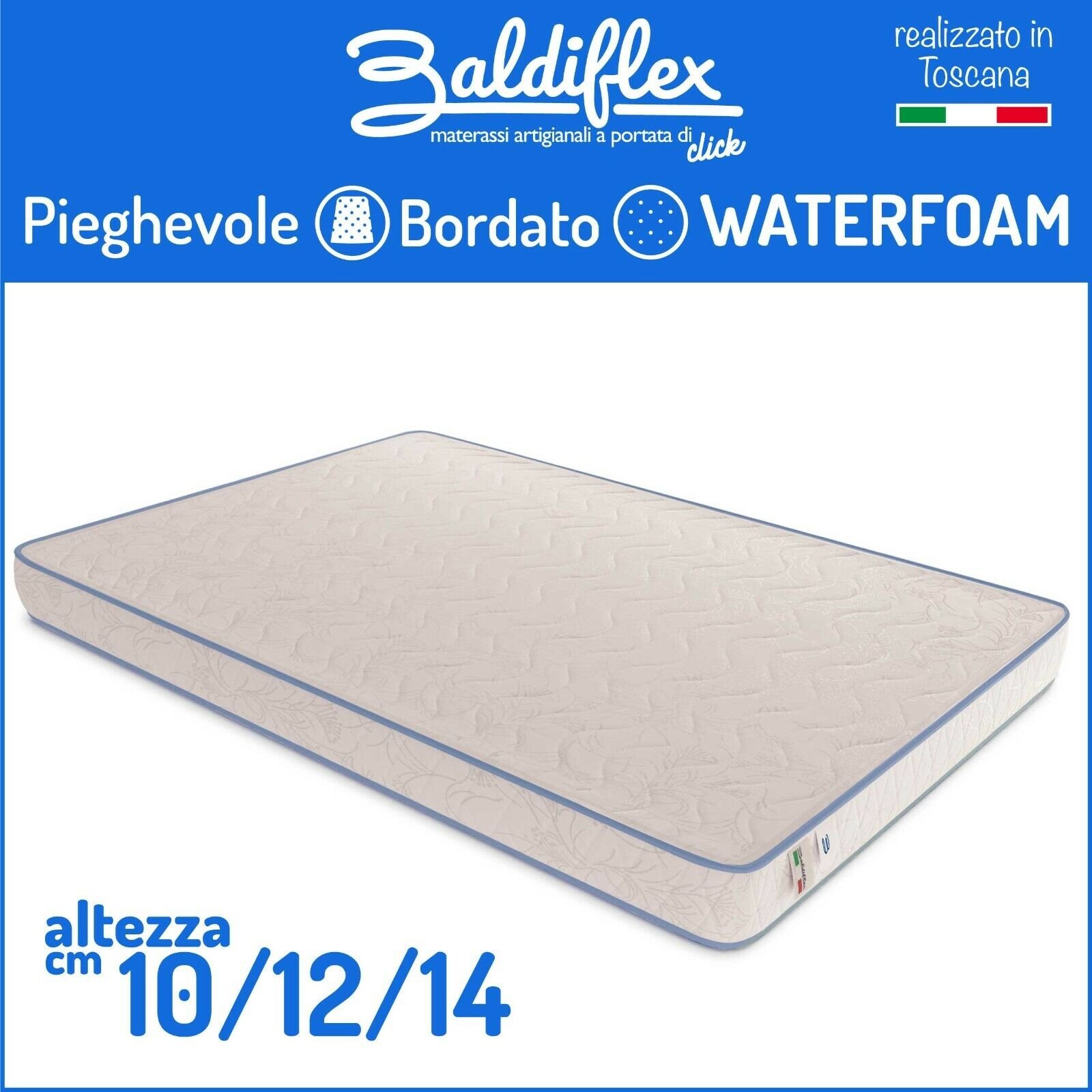 MATERASSO PIEGHEVOLE DIVANO LETTO BRANDINA CAMPER HOTEL WATERFOAM POLIURETANO