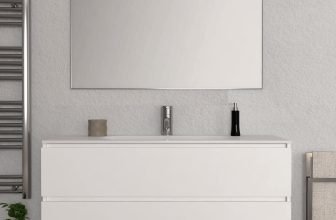 Mobile Bagno Sospeso 120 cm White Matt con Specchio con Lampada Led Lisbona - Sp