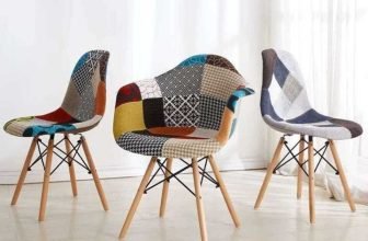 Sedia Patchwork Poltroncina Eiffel Tessuto Colorata Gambe Di Legno Faggio Design