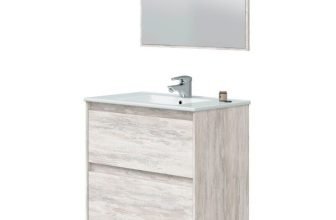 MOBILE BAGNO IN LEGNO CM80 2 CASSETTI CON SPECCHIO