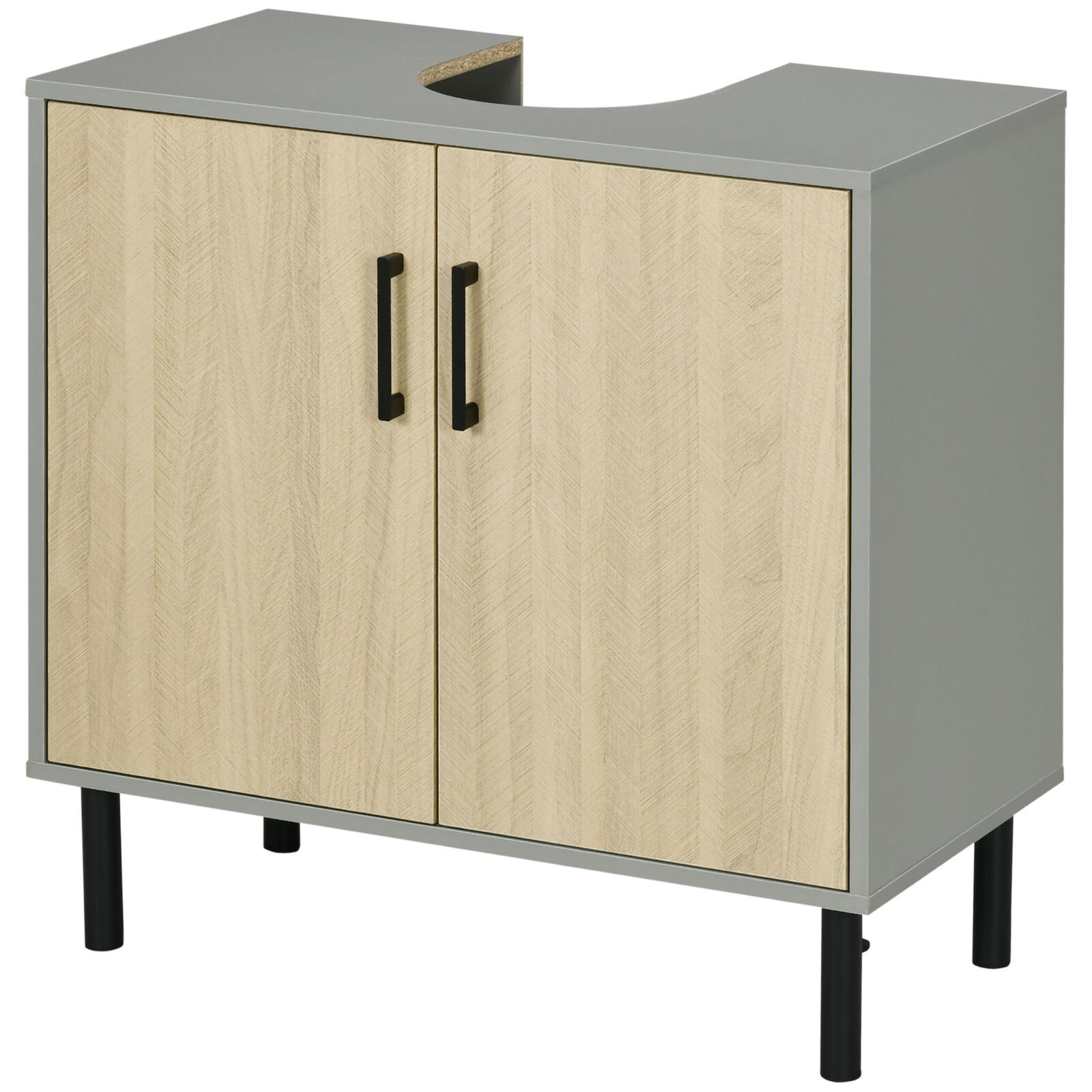 kleankin Mobile Bagno a Doppia Anta con Ripiano Sotto Lavabo 60x30x60cm