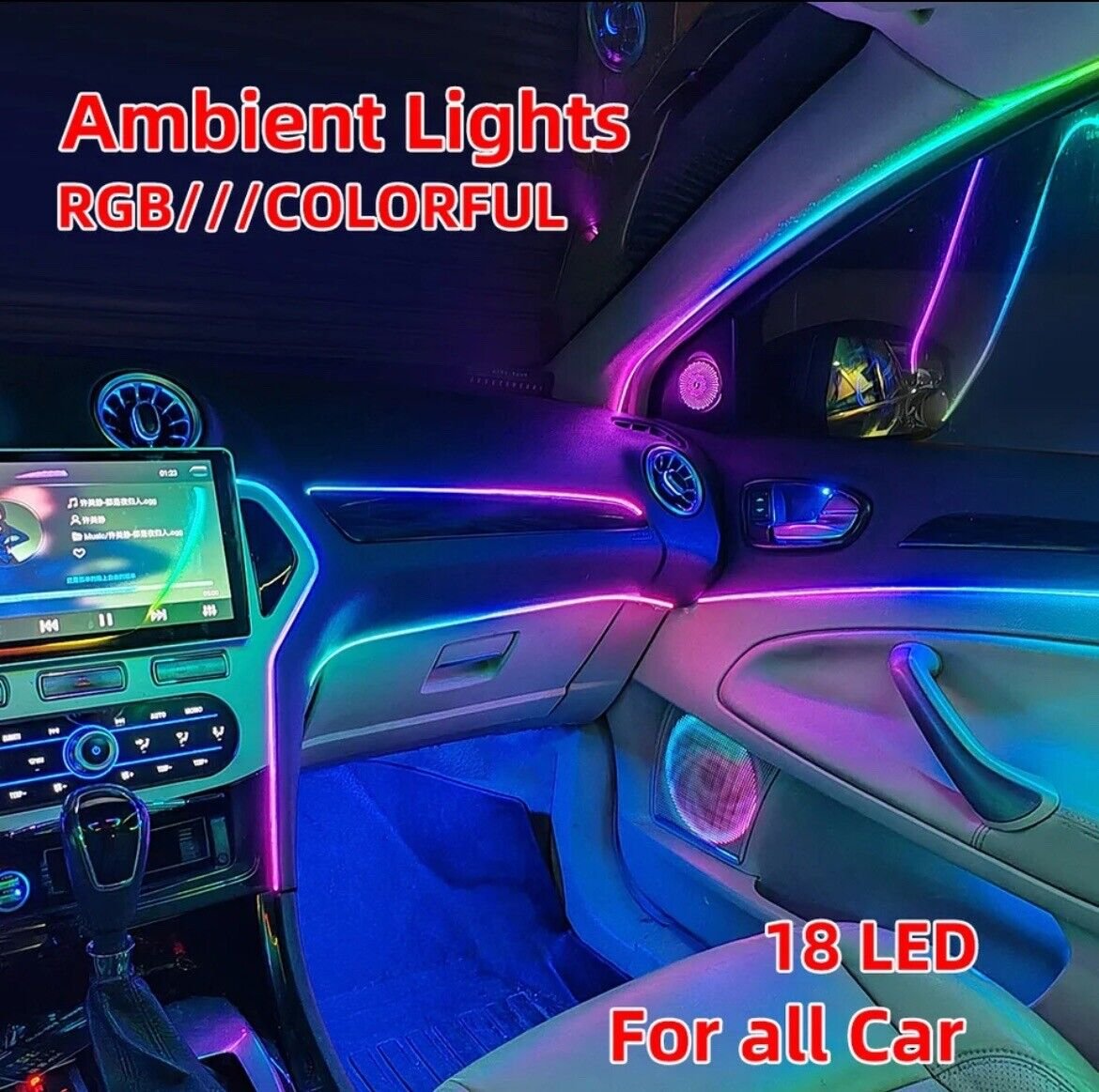 LED Interni Auto Luce Decorativa RGB Atmosfera Illuminazione Ambiente