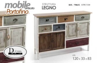 MOBILE CREDENZA BASSA VETRINA ANTICATO CASSETTIERA ARMADIO COLOR 120*33*H83CM