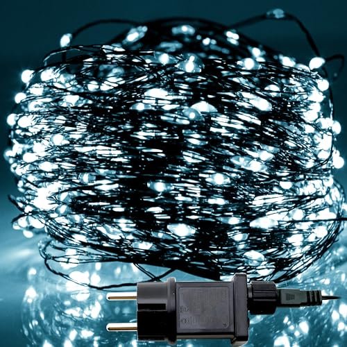 OXYN Lampadine Luci Micro LED Natale 8 Giochi Luce 240V Filo Verde Lampada Casa Albero Decorazioni Natalizie Matrimonio Feste Party Nozze Presepe Esterni Interni (480 MicroLed 29m Bianco Freddo)