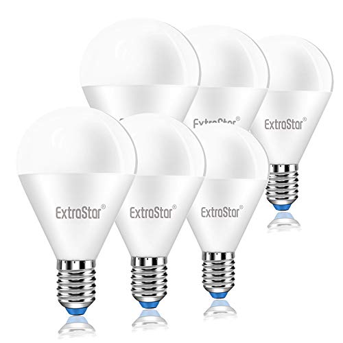 EXTRASTAR Lampadina LED E14,8W Equivalenti a 64W,6500K,luce bianca fredda,Confezione da 6