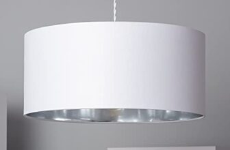 LEDKIA LIGHTING Lampada a Sospensione Reflect Ø450x200 mm Bianco E27 Tessile per Sale, Soggiorno, Cucina, Camera