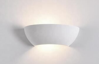 Partenopea® Applique in Gesso Bianco verniciabile Lampada da Parete per muro design moderno per Lampadine Attacco R7S (NON INCLUSA) arredo casa locali bar ristoranti (Curvo bombato biemissione)