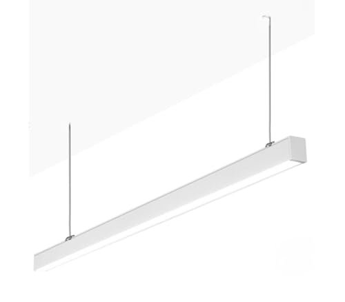 YASTA Lampada a Sospensione Pannello LED 60W Rettangolare Lampadario Con Barra In Metallo Plafoniera Pendente Luce Naturale Ufficio