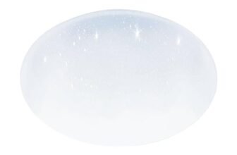 Eglo Plafoniera Led Pogliola-s, diametro 50 cm, lampada soggiorno effetto cristallo in acciaio e plastica bianca, lampada soffitto per cameretta, cucina, ufficio, ingresso