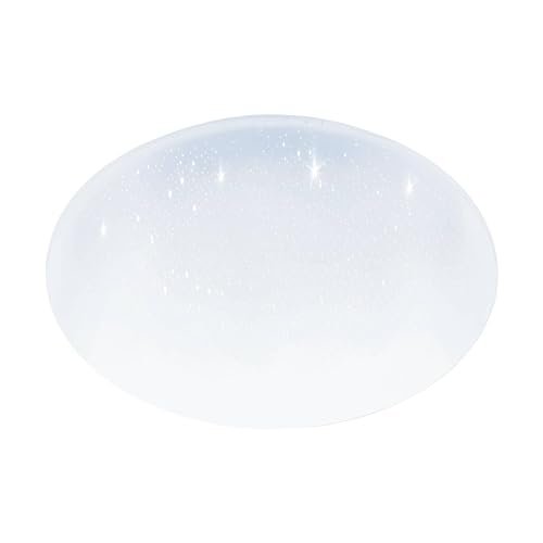 Eglo Plafoniera Led Pogliola-s, diametro 50 cm, lampada soggiorno effetto cristallo in acciaio e plastica bianca, lampada soffitto per cameretta, cucina, ufficio, ingresso