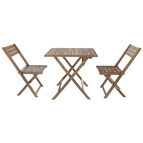 Set Tavolino E 2 Sedie Bistrot In Legno Acacia Portatile Pieghevole Facile Da Chiudere Comodo Trasporto Tavolo Quadrato Esterno Giardino Terrazza Campeggio Picnic Semplice Elegante 74 x 70 x 70 Cm