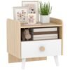 AIYAPLAY Comodino con Cassetto per Bambini 3-10 Anni dal Design Minimal, Comodino per Camera da Letto in MDF e Legno di Pino, 40x32.5x40 cm, Bianco e Legno Naturale