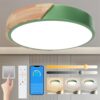 Yexati Plafoniera LED Dimmerabile 3000K-6000K,32w Plafoniera Led Soffitto Moderna in Legno,Plafoniere Telecomando&Smart App,Adatto a Soggiorno,Camera da letto, Cucina,Verde